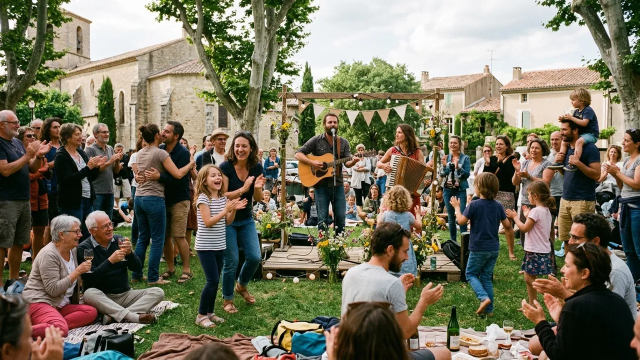 Concert en plein air et rassemblement populaire à Grenade